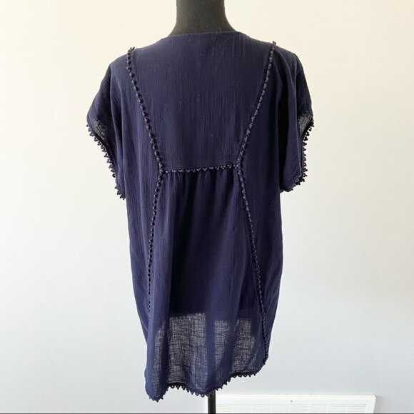 J. Crew Pom Pom Navy Beach Cover Up Tunic Top - Picture 5 of 14